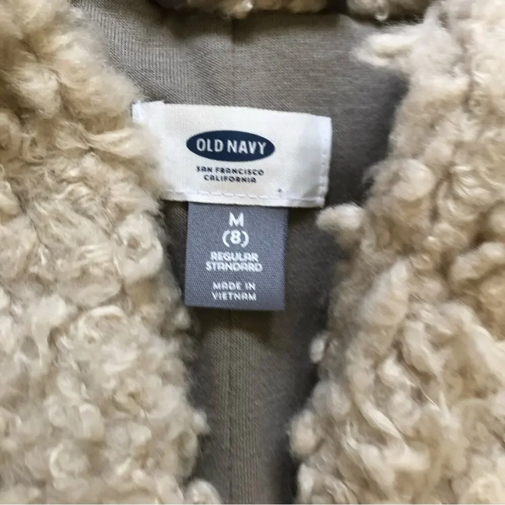 Old Navy🍁Girls’ Shag Jacket Cream Boho Comfy Size 8